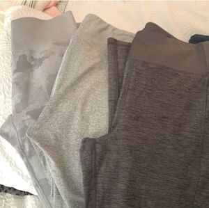 Size Large, 3 Pairs Of Gray Leggings With Pockets